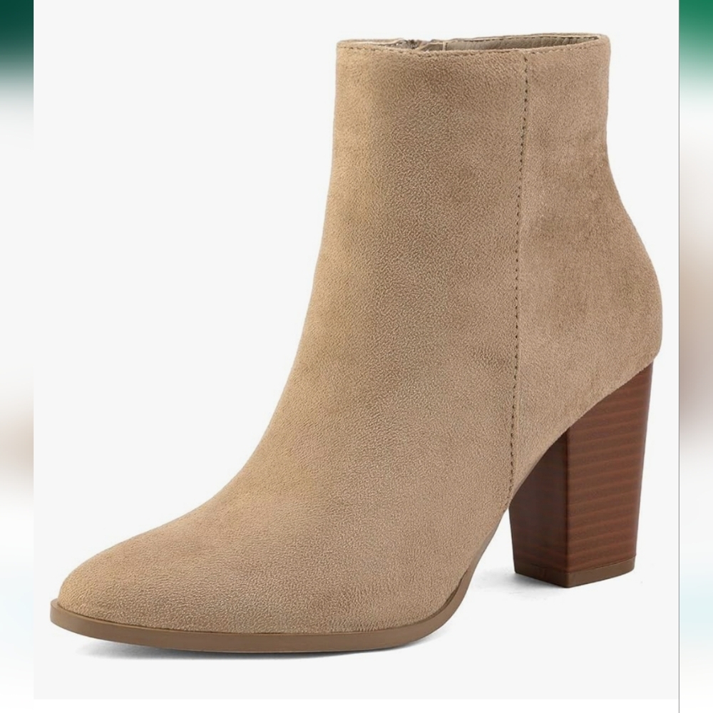 Dream Pairs Tan Chunky Block Heel Booties